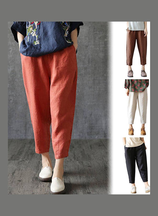 Casual High Waist Capri Pants Harem Trousers Jacinth  - Image 2