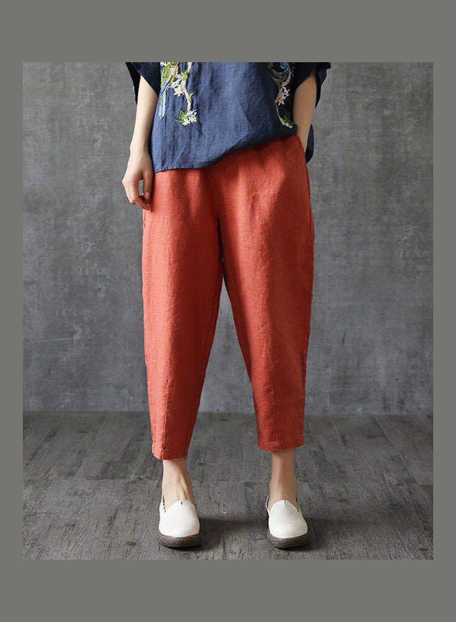 Casual High Waist Capri Pants Harem Trousers Jacinth  - Image 3