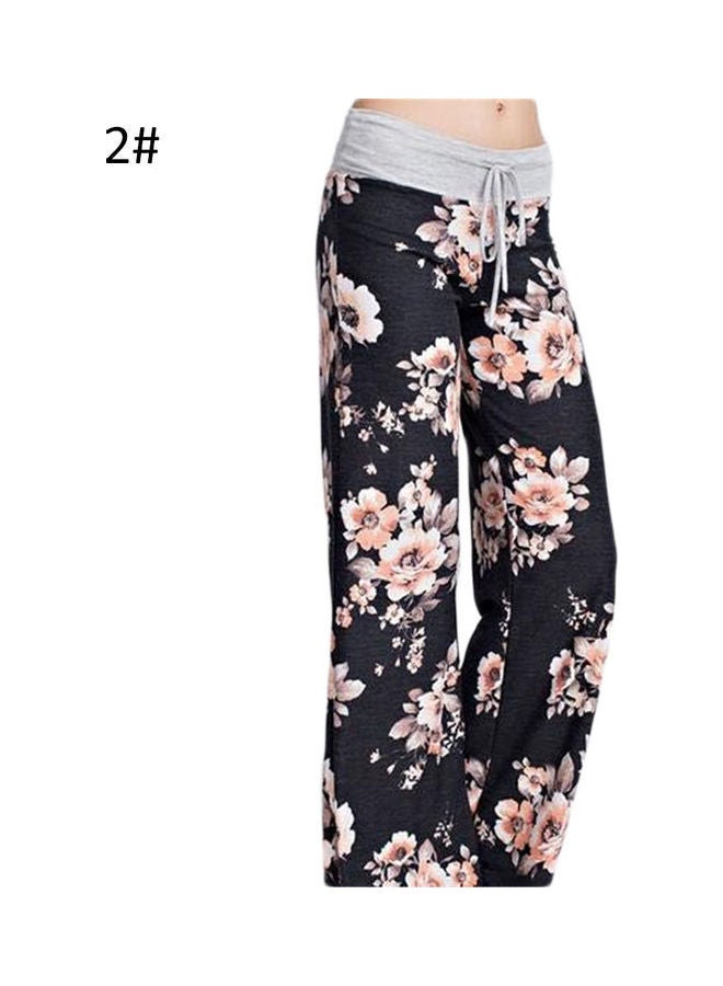 Elastic Floral Print Casual Loose Drawstring Harem Pants Multicolour - Image 1