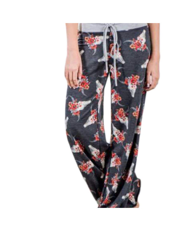 Elastic Floral Print Casual Loose Drawstring Harem Pants Multicolour - Image 1