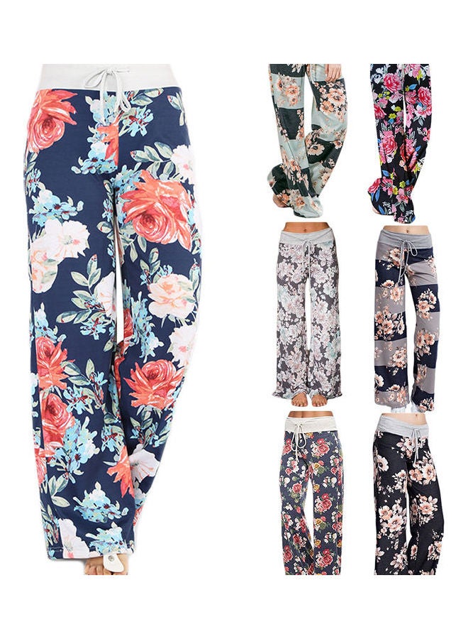 Elastic Floral Print Casual Loose Drawstring Harem Pants Multicolour - Image 2