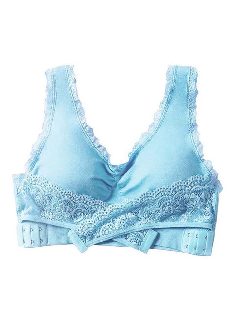Breathable Wireless Push-up Running Vest Bra Blue