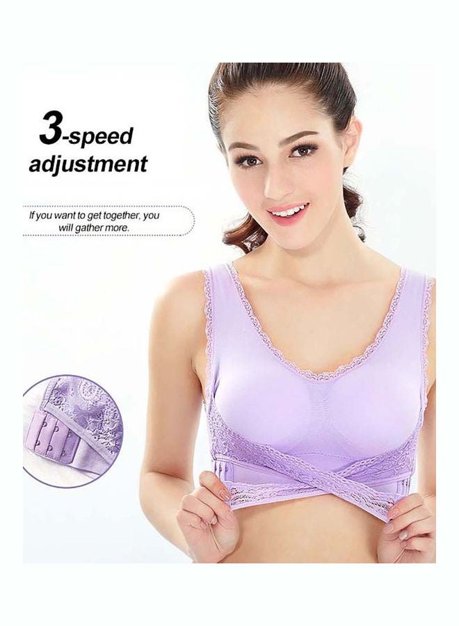 Breathable Wireless Push-up Running Vest Bra Blue