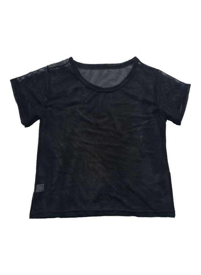Breathable Mesh Yoga Tops Short Sleeves Running Sport Fitness T-Shirt Black  - Image 1