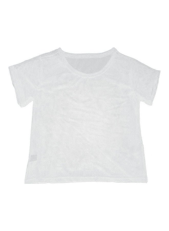Breathable Mesh Yoga Tops Short Sleeves Running Sport Fitness T-Shirt White  - Image 1