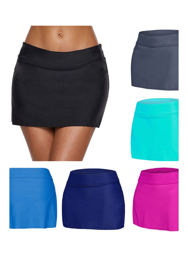 Skirted Bikini Bottom Shorts Elastic Waist Swimsuit Beachwear Sapphire Blue  - Image 3