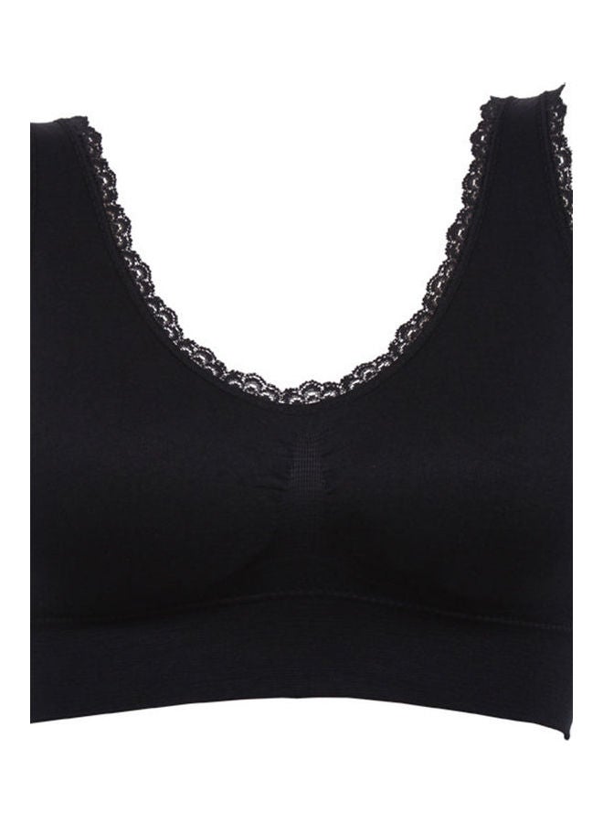 Breathable Lace Padded Wireless Sport Yoga Push-up Bra Vest Underwear Black 