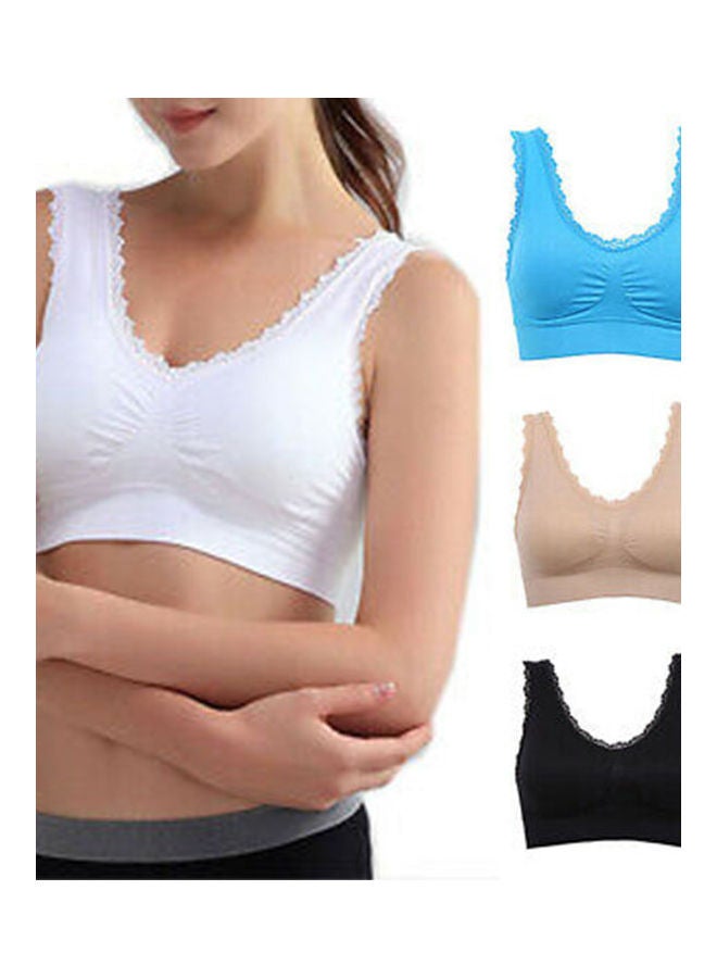 حمالة صدر رياضية لاسلكية ومبطنة برباط وجيدة التهوية لممارسة اليوجا أبيض - Image 3