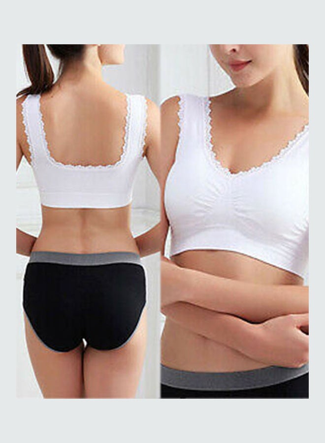 حمالة صدر رياضية لاسلكية ومبطنة برباط وجيدة التهوية لممارسة اليوجا أبيض - Image 4