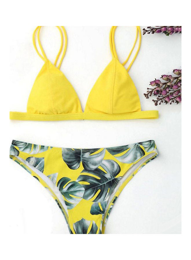 ملابس سباحة شاطئية تتكون من طقم بيكيني من قطعتين مع حمالة صدر مبطنة أصفر - Image 2