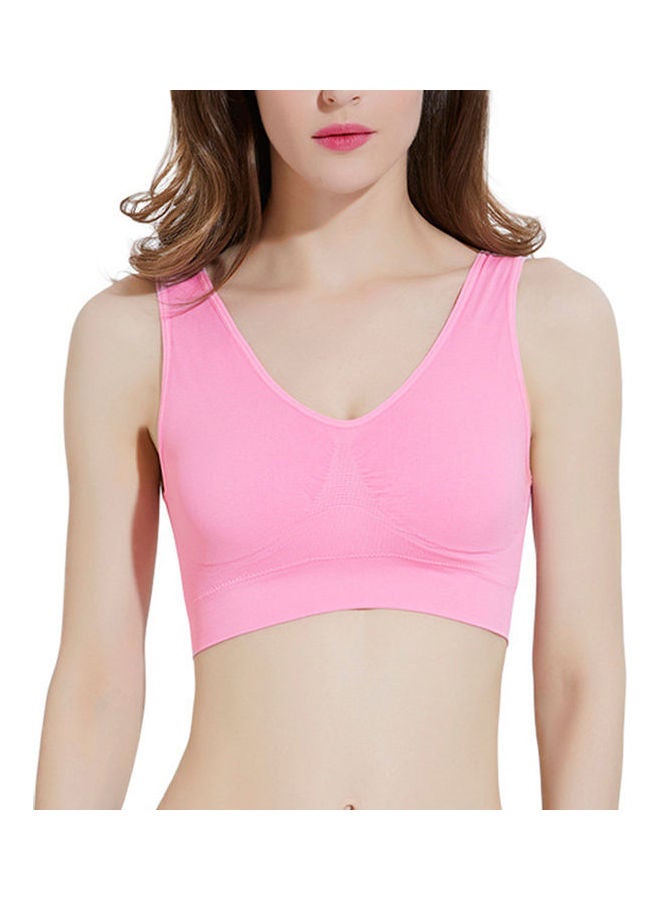 صدرية رياضية قصيرة مبطنة لليوغا واليوغا وردي - Image 1