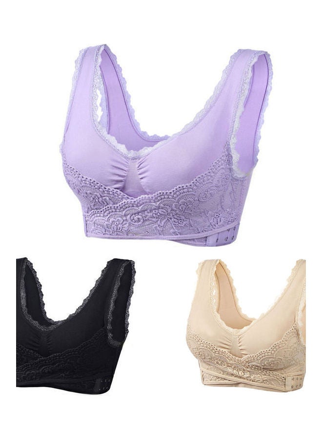 حمالة صدر رياضية مبطنة معززة بدعم جانبي، مناسبة لليوغا أرجواني - Image 2