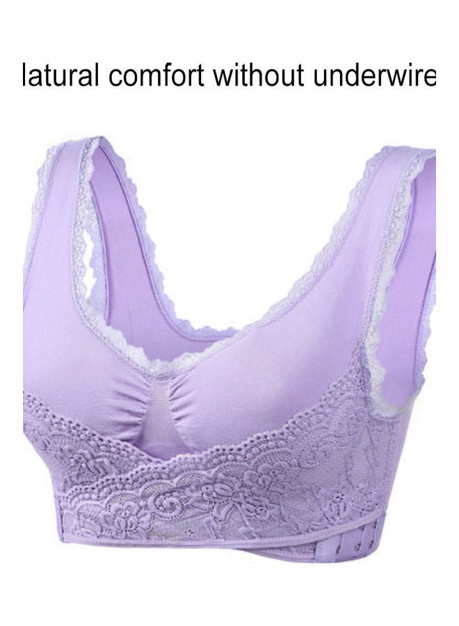 حمالة صدر رياضية مبطنة معززة بدعم جانبي، مناسبة لليوغا أرجواني - Image 3