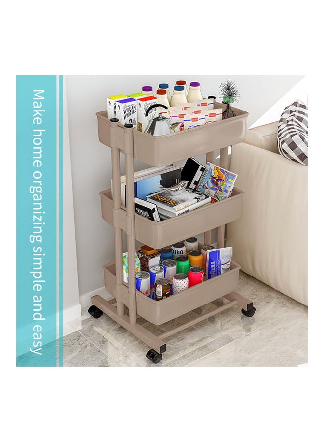 3 Tier Rolling Storage Utility Cart on Wheels Beige 43x19.5x31.5cm  - Image 2