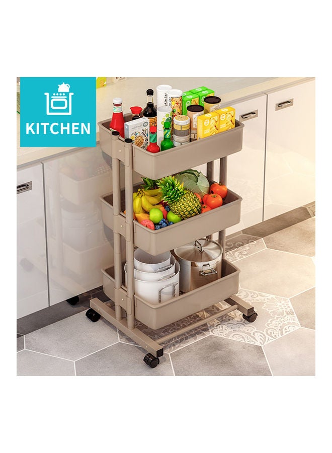 3 Tier Rolling Storage Utility Cart on Wheels Beige 43x19.5x31.5cm  - Image 4