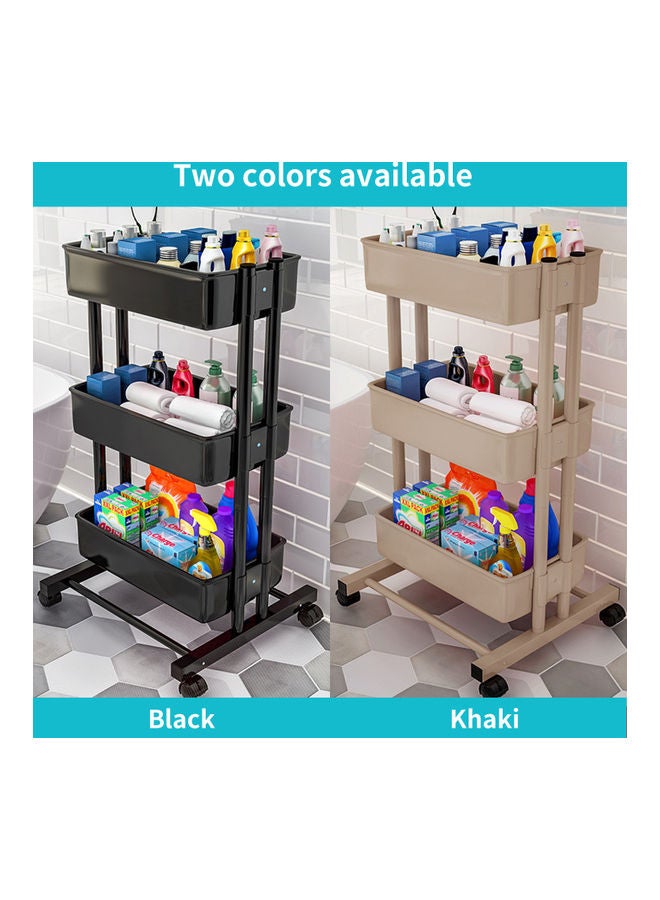 3 Tier Rolling Storage Utility Cart on Wheels Beige 43x19.5x31.5cm  - Image 5