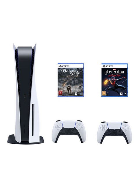 PS5 Console With Extra DUALSHOCK Controllers And 2 Games (Demon's Soul And Spiderman Miles Morals)