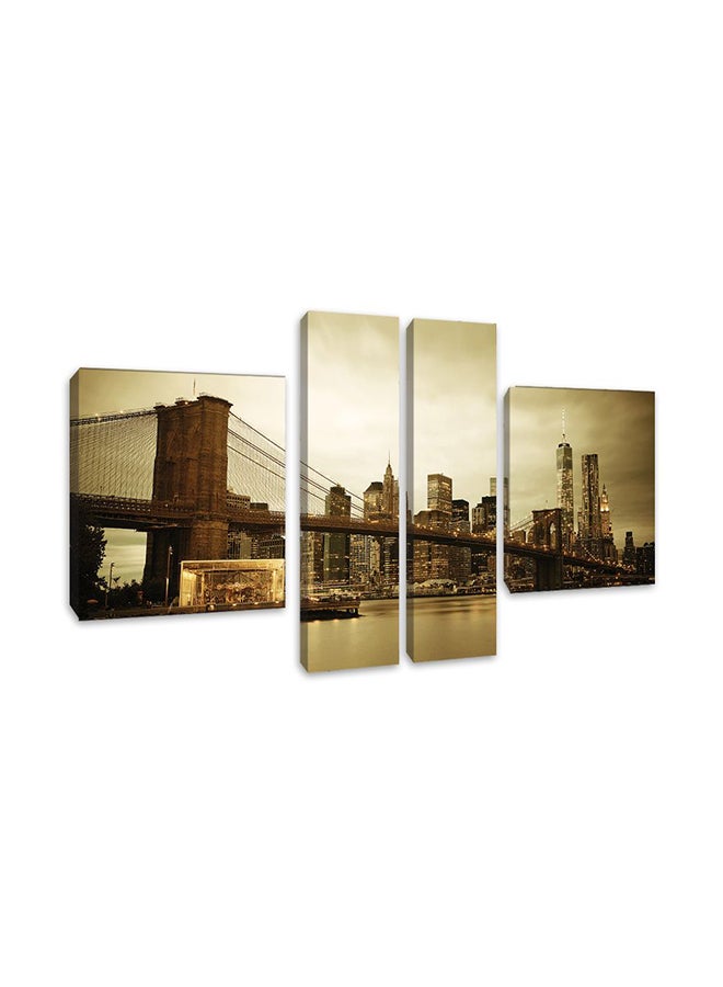 Fast Print Places 4-Piece Mural Painting With Internal Wooden Frame Set Multicolour 180 X 80cm 