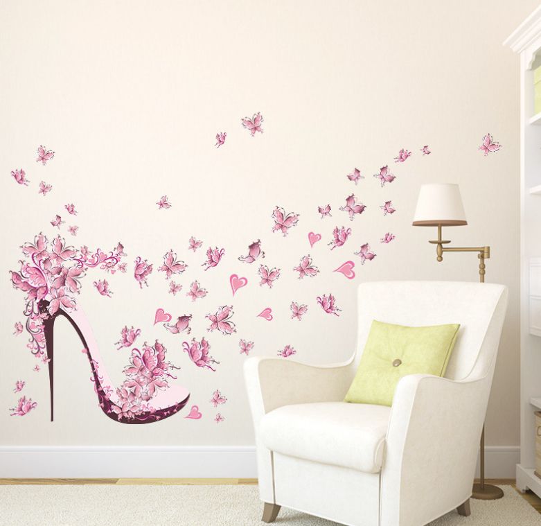 فاست برينت ملصق جداري بتصميم ثلاثي الأبعاد على شكل فراشات وبكعب عال مناسب لغرفة الأميرات وردي 60x45سم - Image 2