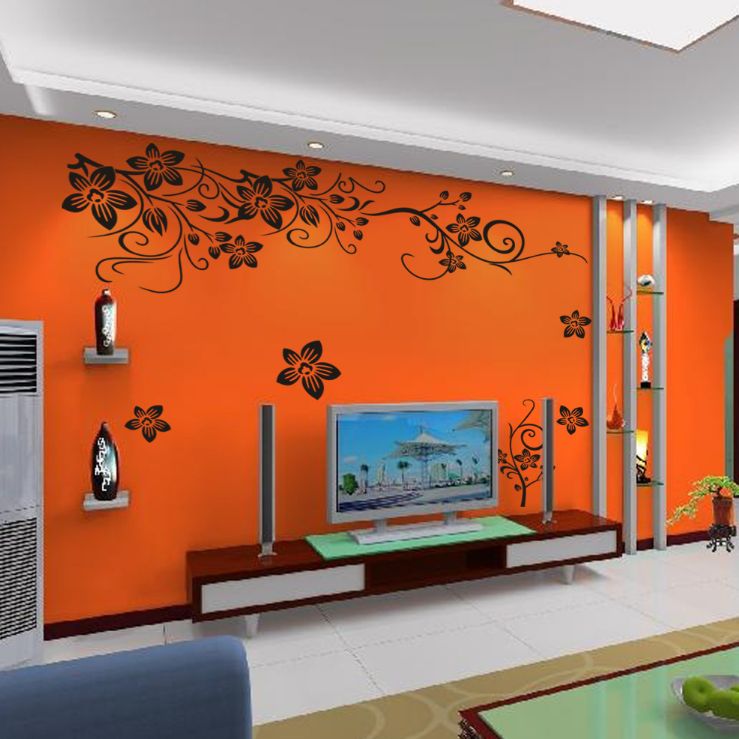 فاست برينت ملصق جداري قابل للإزالة بتصميم تلفزيون كلاسيكي لغرفة المعيشة وغرفة النوم أسود 70x50سم - Image 2