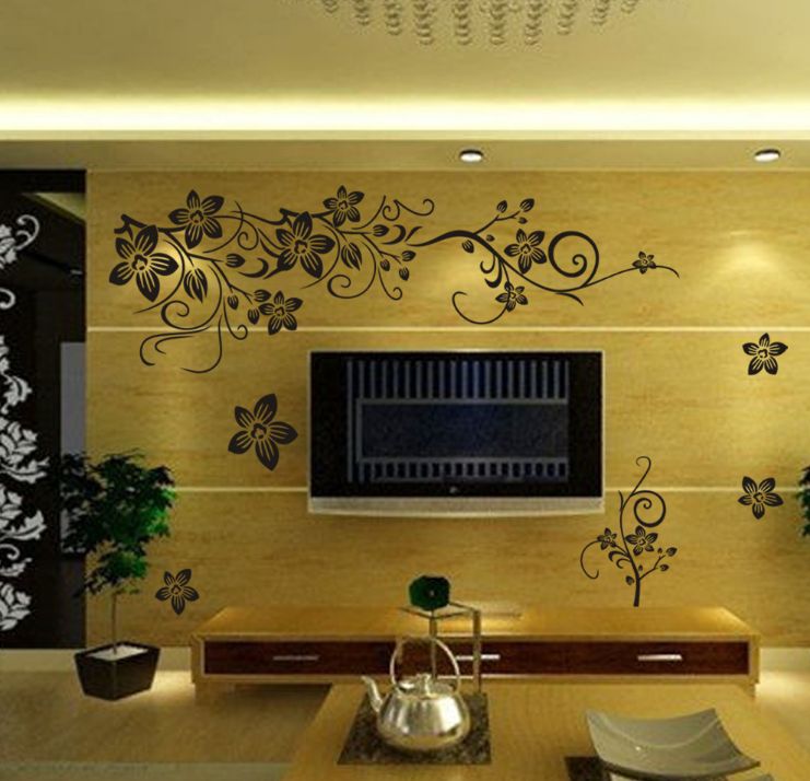 فاست برينت ملصق جداري قابل للإزالة بتصميم تلفزيون كلاسيكي لغرفة المعيشة وغرفة النوم أسود 70x50سم - Image 3