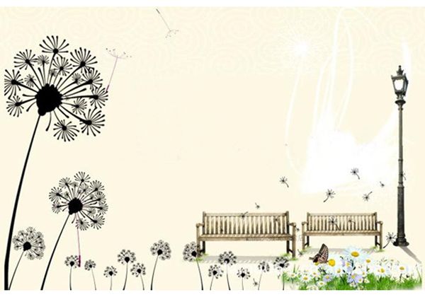 فاست برينت ملصق جداري للمنزل قابل للإزالة بتصميم شجرة نبات الهندباء من مادةPVC[5125] أسود 60x90سم - Image 2