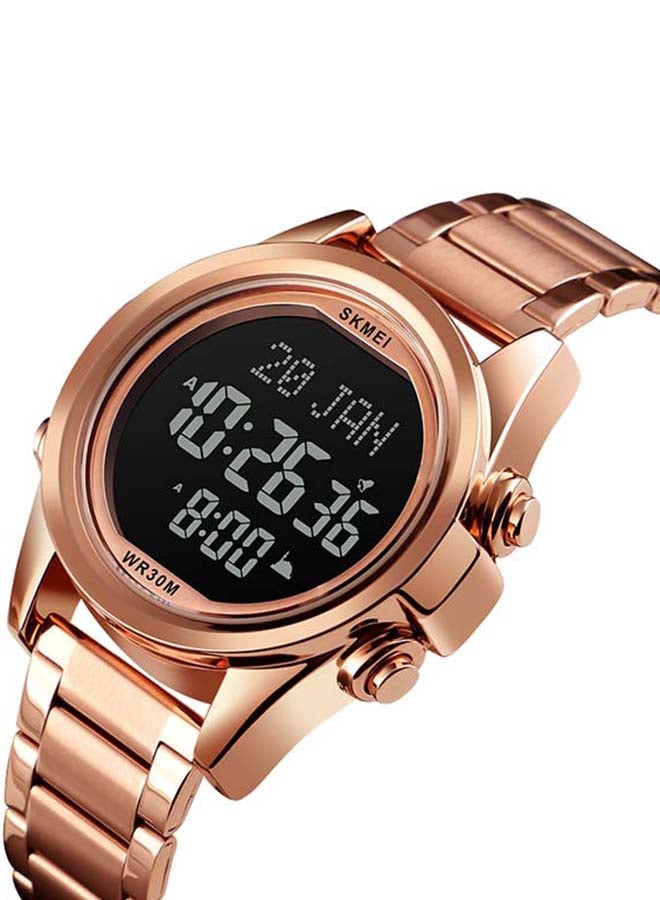 SKMEI Men's 1667 Stainless Steel Back Digital Alfajr Azan Prayer Wrist Watch - Image 2