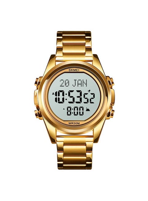 Men's 1667 Stainless Steel Back Digital Alfajr Azan Prayer Wrist Watch