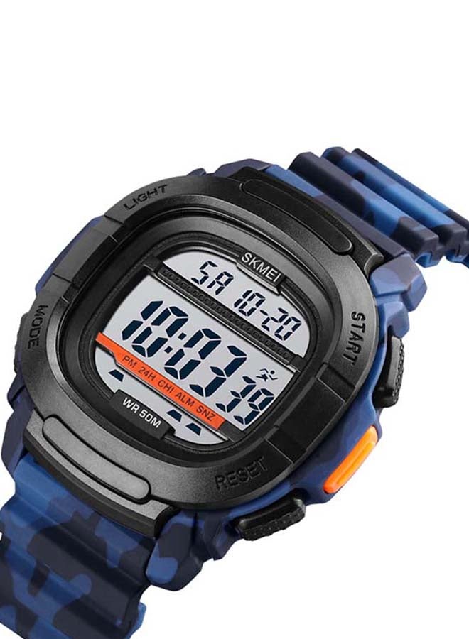 SKMEI Men's 1657 Sport LED Silicone Strap Back Light Chronograph Wristwatch - 49 mm - Blue Camouflage - Image 2