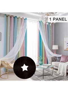 Double Layer Star Blackout Curtains Multicolour 134x270cm - v1608211523/N43144476A_6