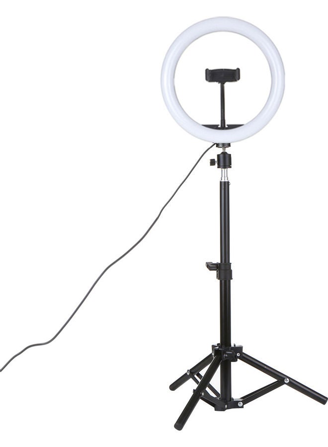 DC5V 7W LED Light Round Selfie Camera Lamp with Telescopic Tripod USB Powered Operated multicolour 37.00 x 6.00 x 35.00centimeter