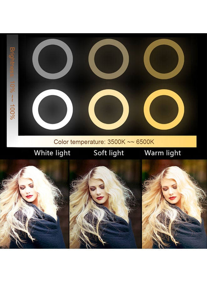 DC5V 7W LED Light Round Selfie Camera Lamp with Telescopic Tripod USB Powered Operated multicolour 37.00 x 6.00 x 35.00centimeter