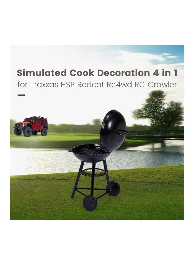Generic - Simulated Cook Decoration Metal Round Braizer with Grill for Traxxas HSP Redcat Rc4wd Tamiya SCX10 RC Crawler 8.5 x 6.5 x 8.5cm - Image 1