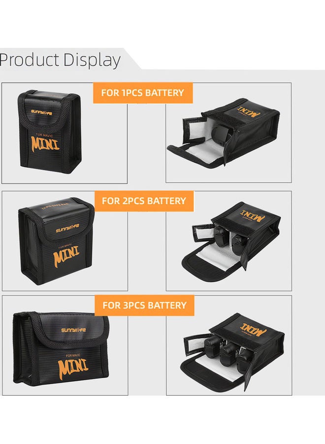 Outdoor Portable LiPo Explosion-proof Safety Storage Bag Compatible with 3PCS DJI Mavic Mini Drone Quadcopter Battery 9.6 x 1.7 x 9.6cm  - Image 3
