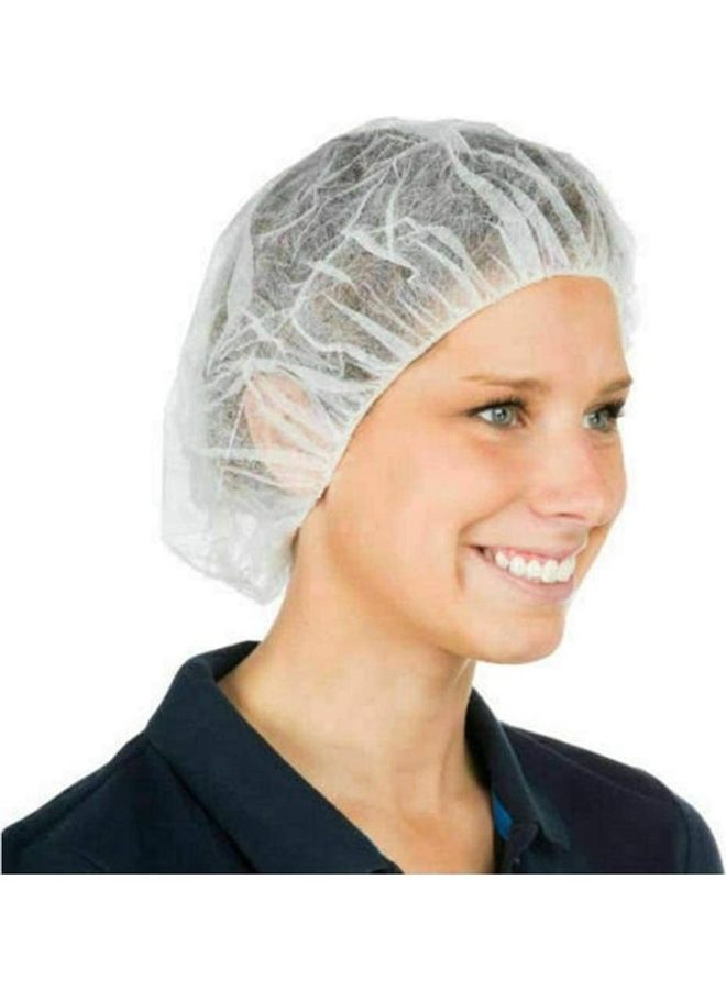 100 Piece High Quality Disposable Bouffant Caps White - Image 1