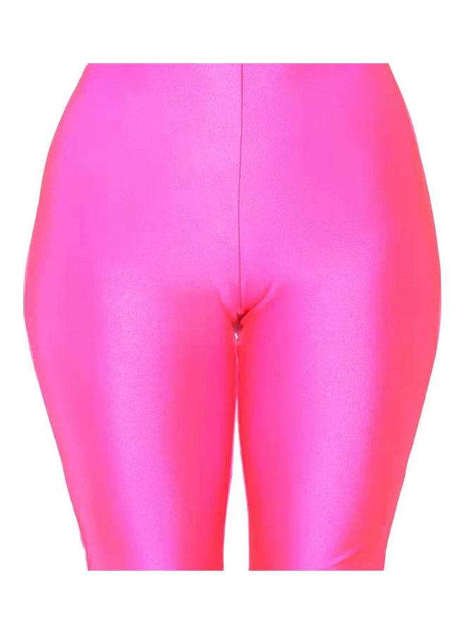 High Waist Elastic Summer Cycling Short Rose Red 