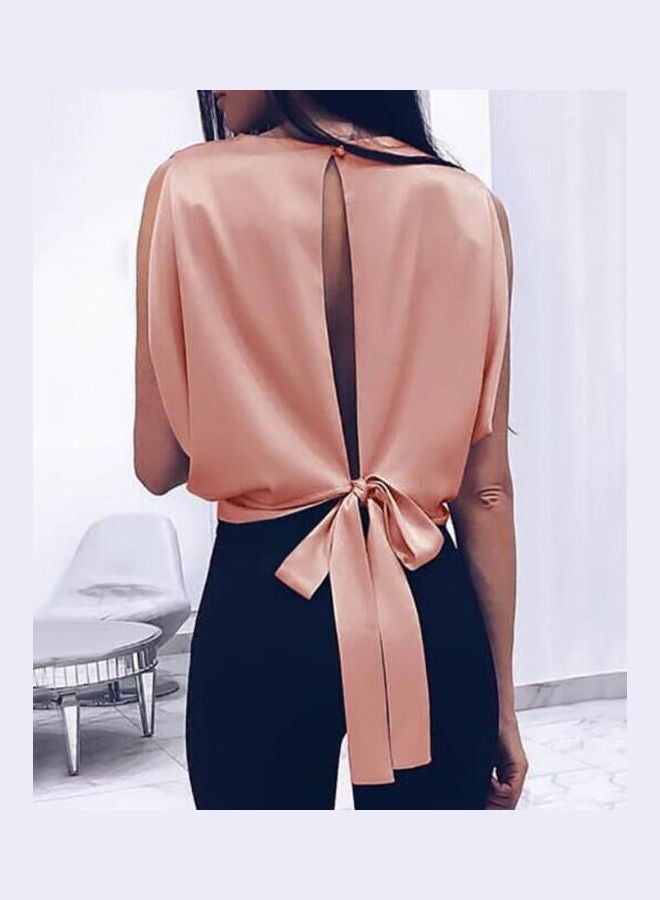 Backless Bowknot Loose Sleeveless Top Purple Grey