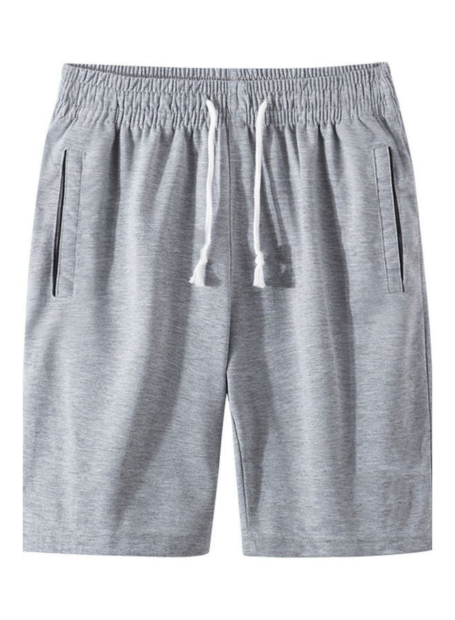 Sports Jogging Drawstring Short Light Gray 