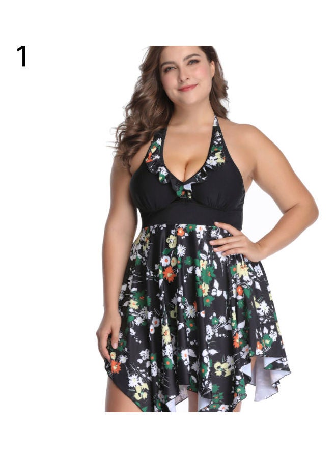 Flower Print Halter Two-Piece Tankini Set Multicolour