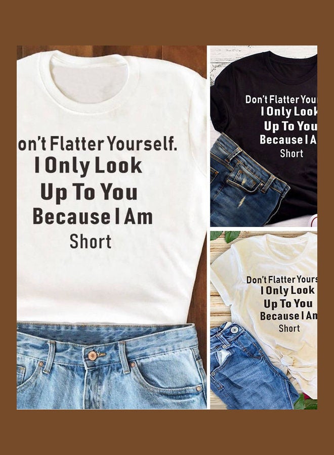 Don't Flatter Yourself Letter Print T-Shirt White  - Image 2