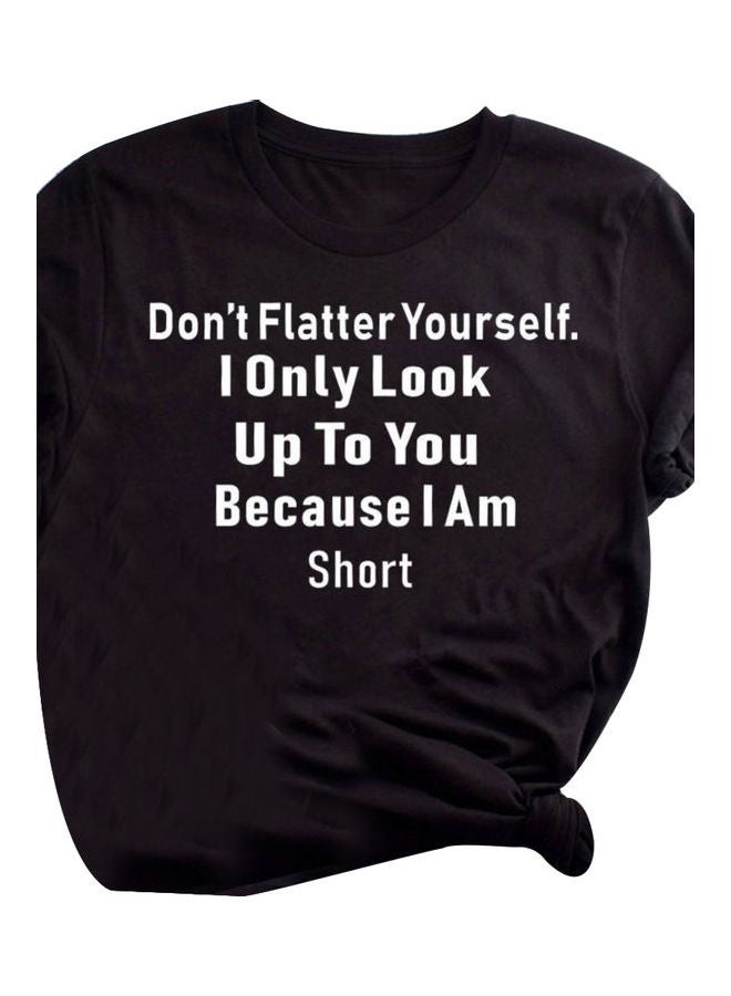 Don't Flatter Yourself Letter Print T-Shirt White  - Image 5
