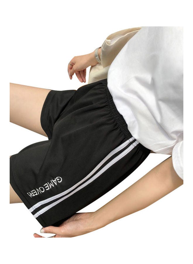 Letter Embroidery Shorts Black/White