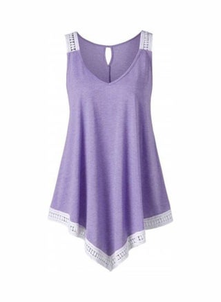 Plus Size Summer Hollow Out Tank Top Purple - v1608214589/N43113106V_1