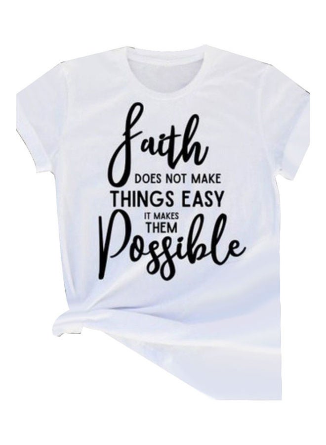 Plus Size Letter Print T-Shirt White 