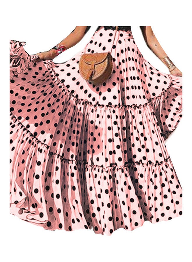 Plus Size Polka Dot A Line Swing Skirt Pink  - Image 1