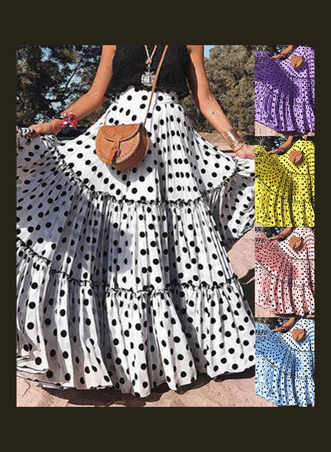 Plus Size Polka Dot A Line Swing Skirt Pink  - Image 2