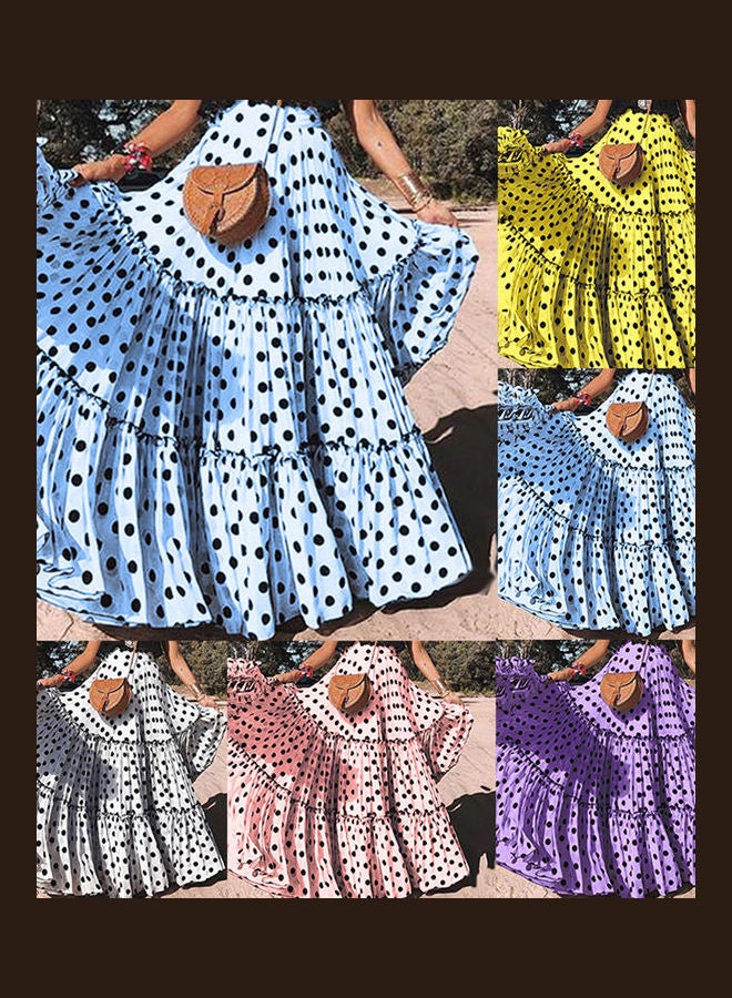 Plus Size Polka Dot A Line Swing Skirt Pink  - Image 3