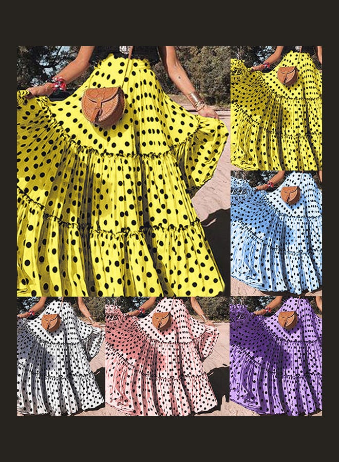 Plus Size Polka Dot A Line Swing Skirt Pink  - Image 4