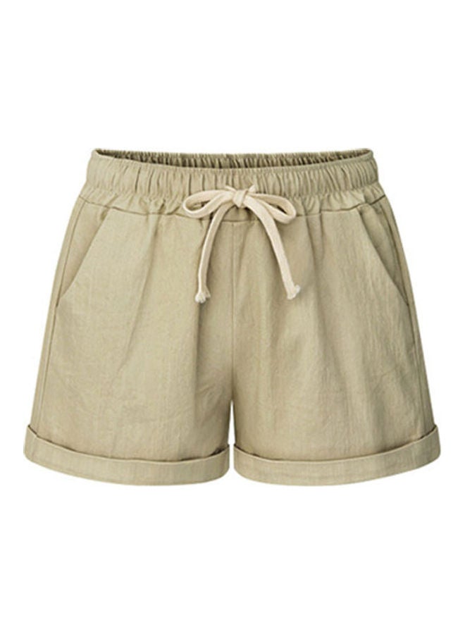 سراويل قصيرة كاجوال برباط مقاس كبير مشمشي