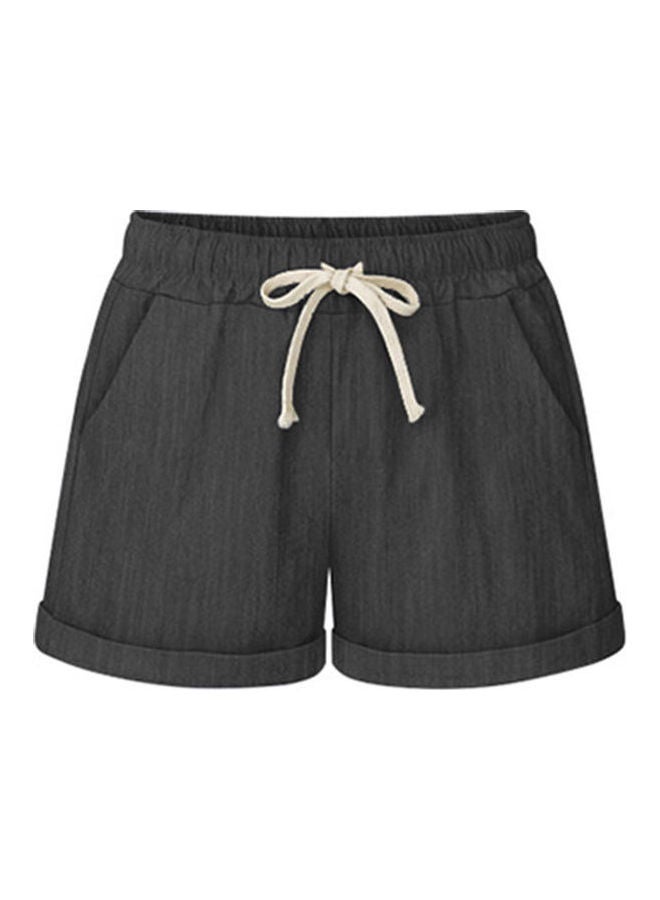 Plus Size Casual Drawstring Shorts Loose Hot Pants Black/Grey 